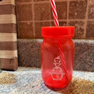 Red Penguin Straw Cup
